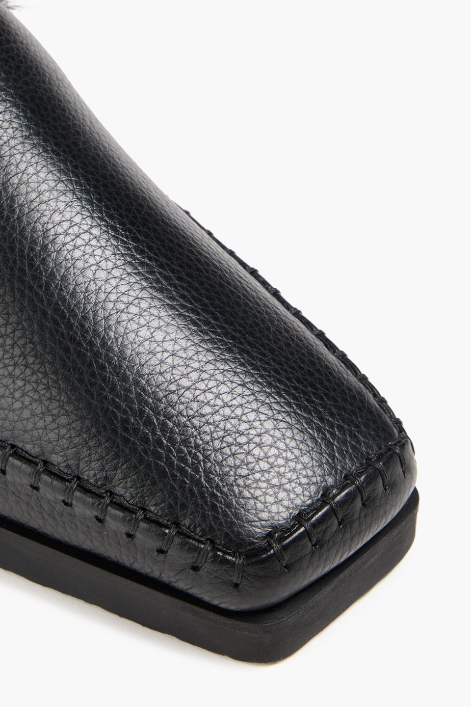 Totême Shearling Leather Square Toe Moccasins In Black