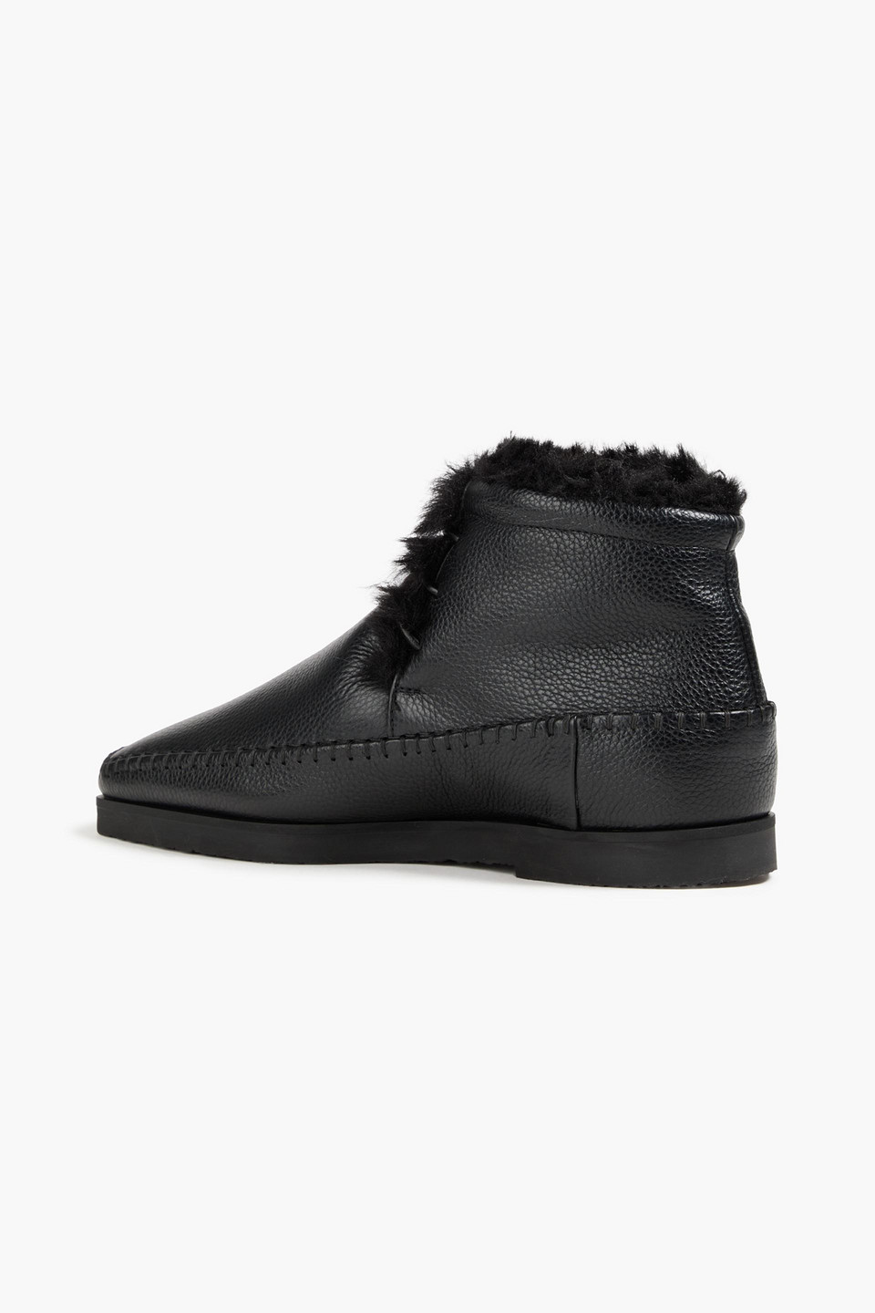 Totême Shearling Leather Square Toe Moccasins In Black