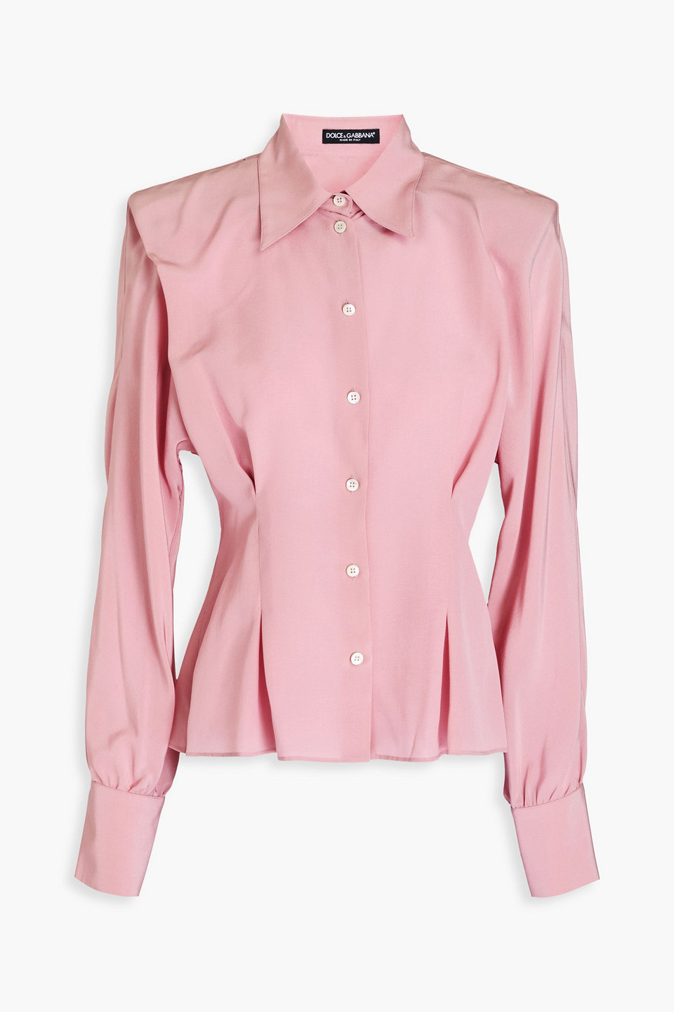 Dolce & Gabbana Silk Crepe De Chine Shirt In Baby-pink