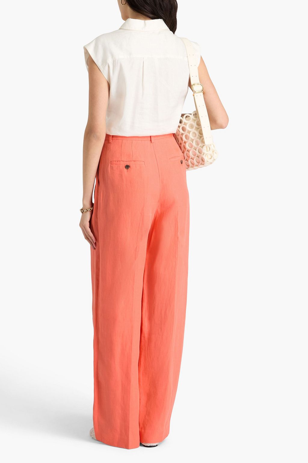THEORY Pleated linen wide-leg pants