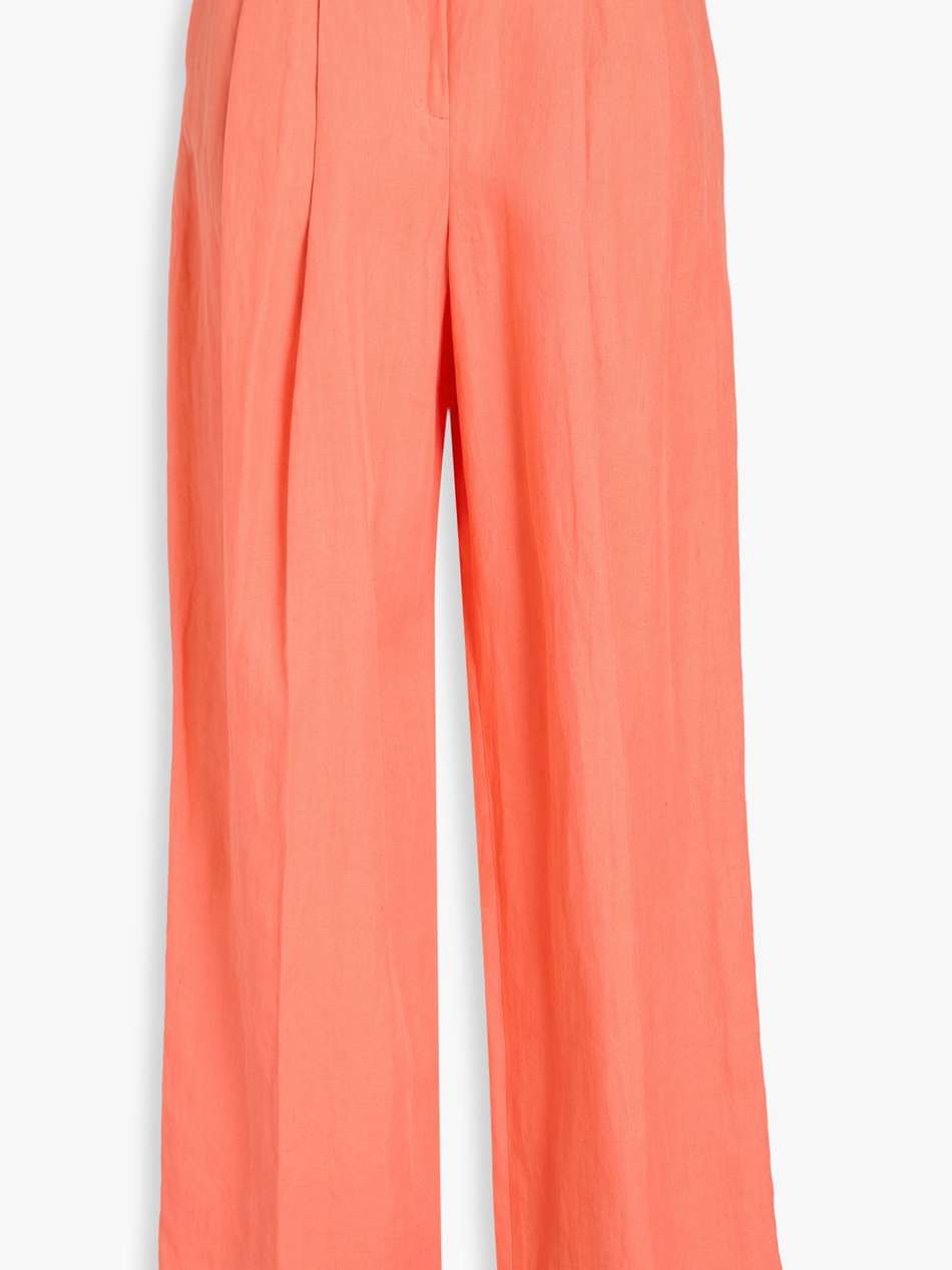 pleated linen wide-leg pants
