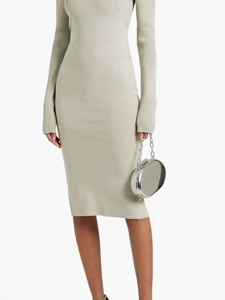 column cutout stretch-knit midi dress