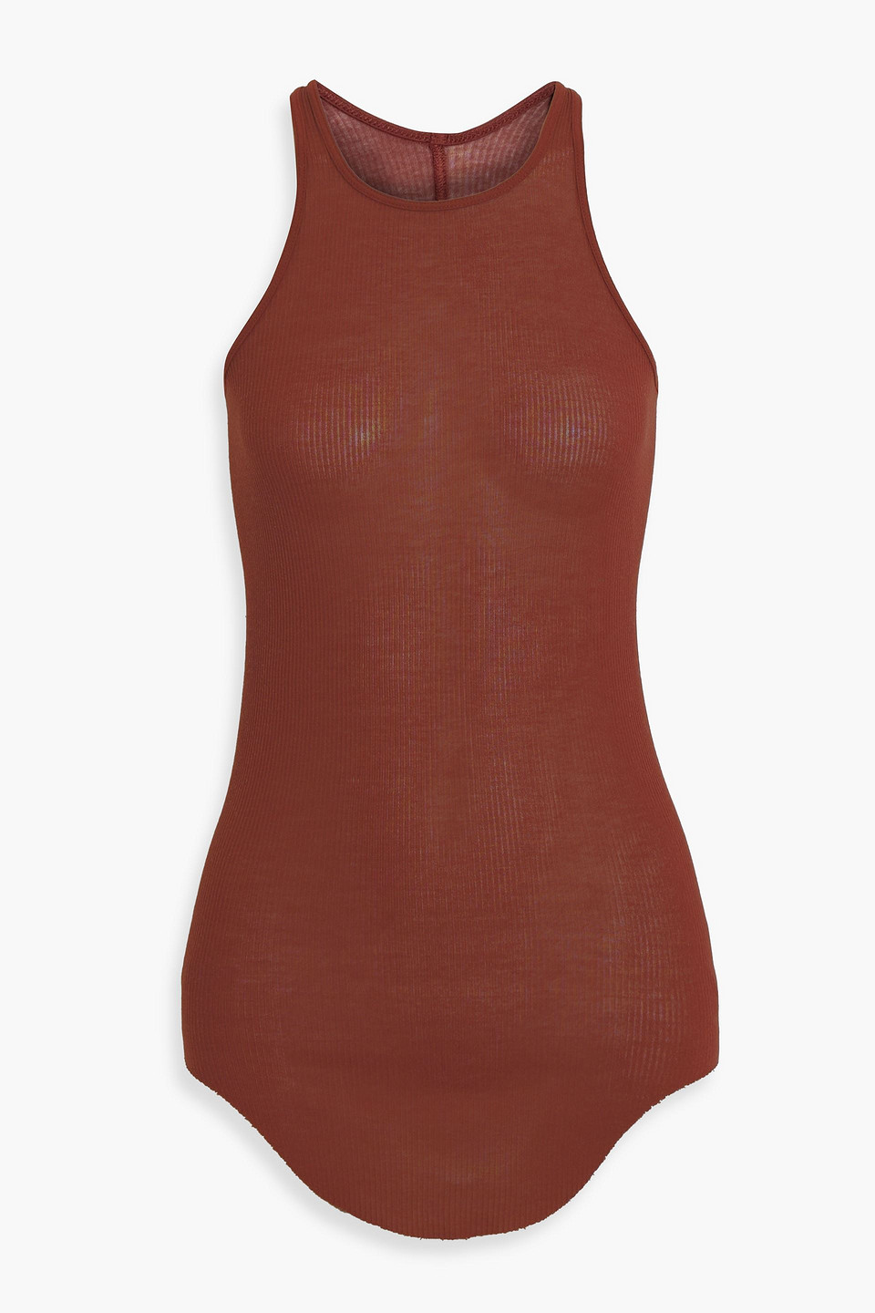 Rick Owens Ribbed Jersey Tank In Brown