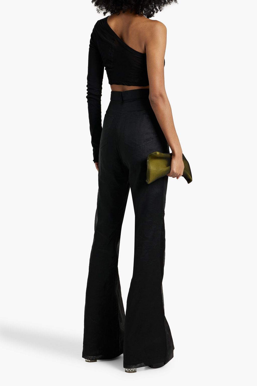 RICK OWENS Ziggy one-sleeve cropped cotton-jersey top