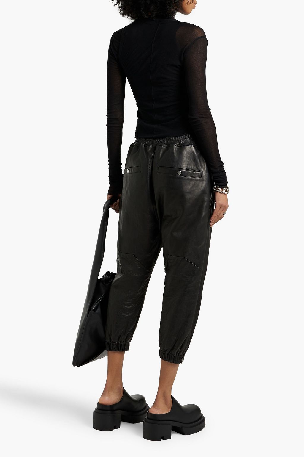 RICK OWENS Layered cutout cotton-jersey top
