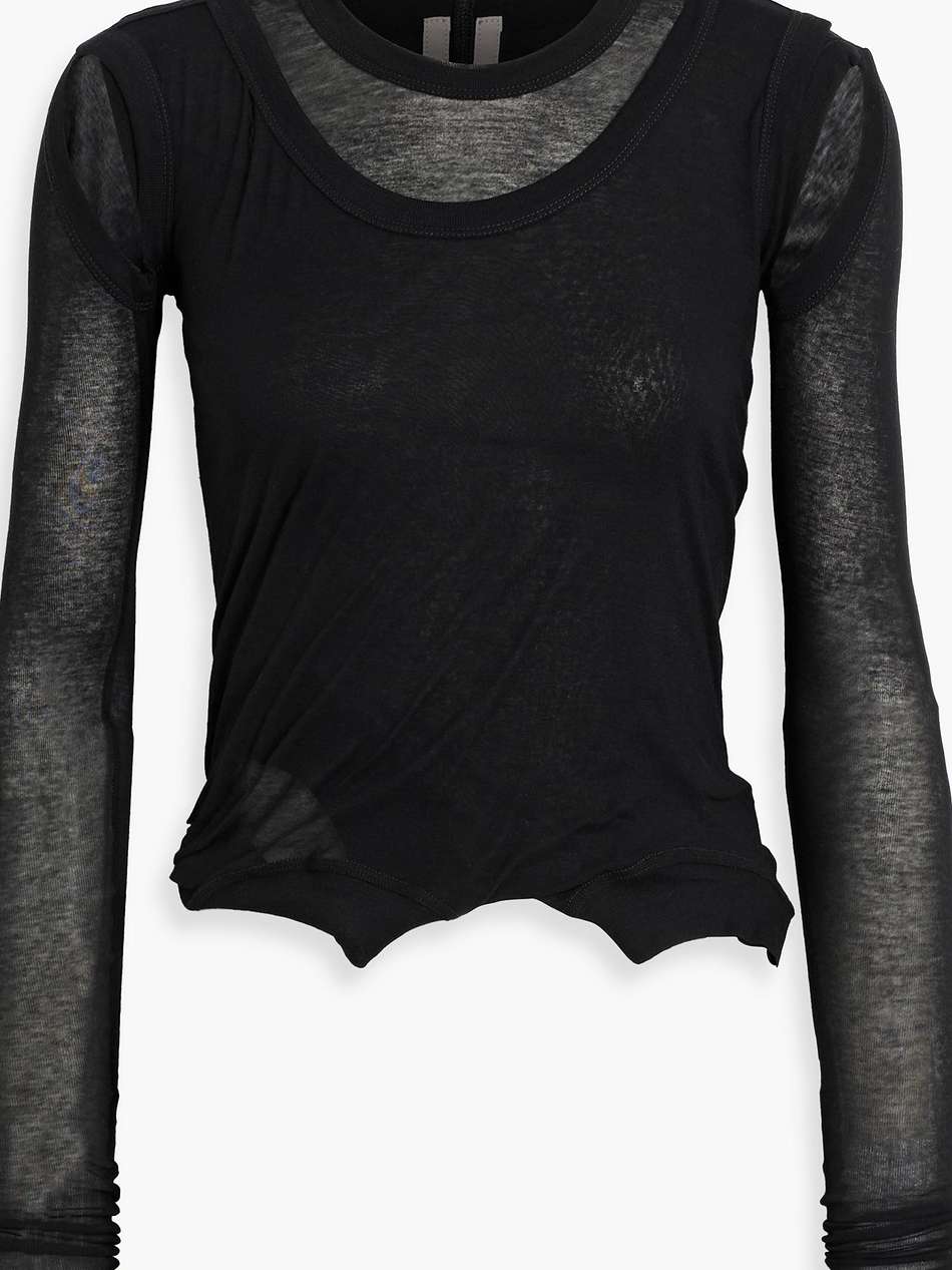 layered cutout cotton-jersey top