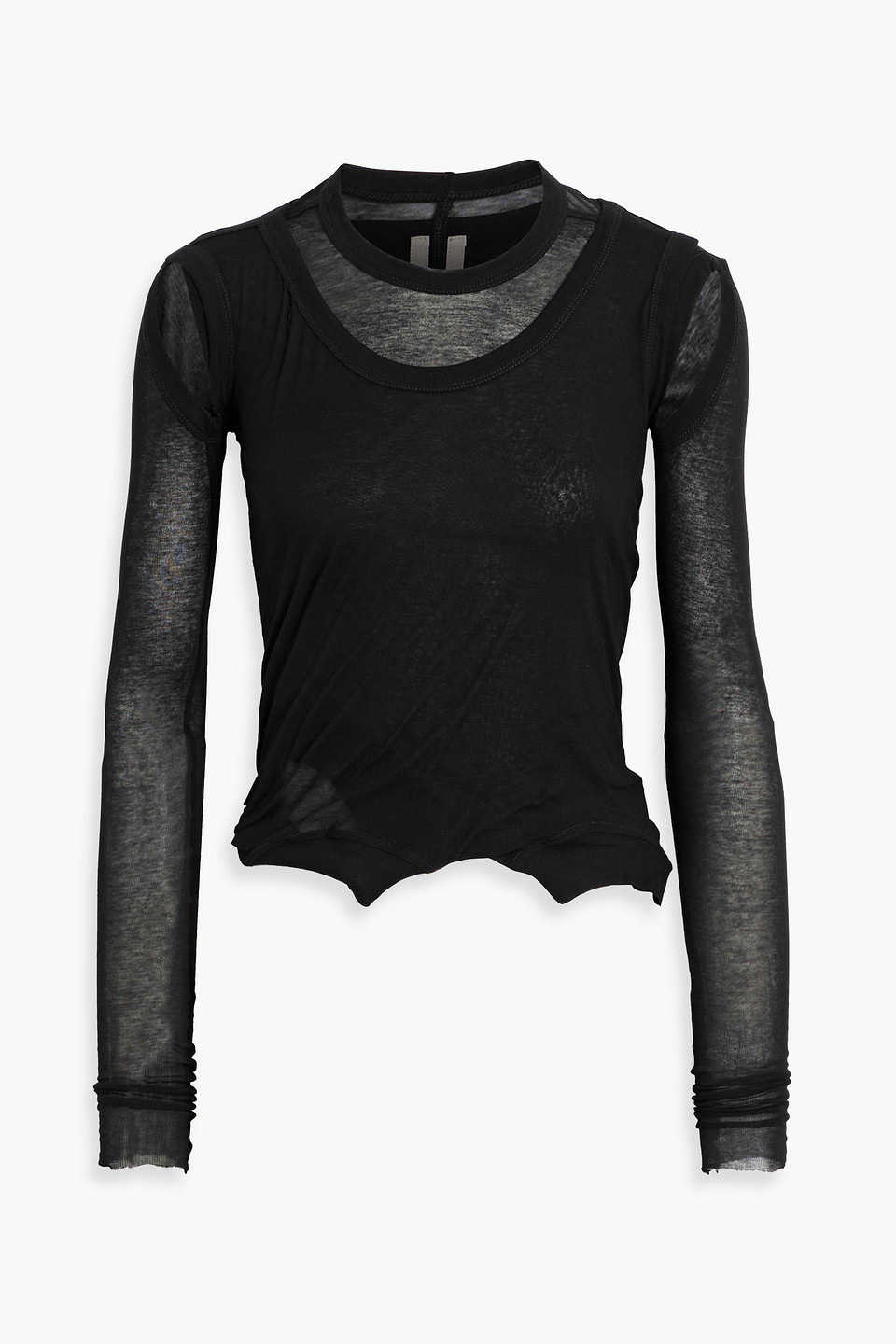 Rick Owens Layered Cutout Cotton-jersey Top In Black