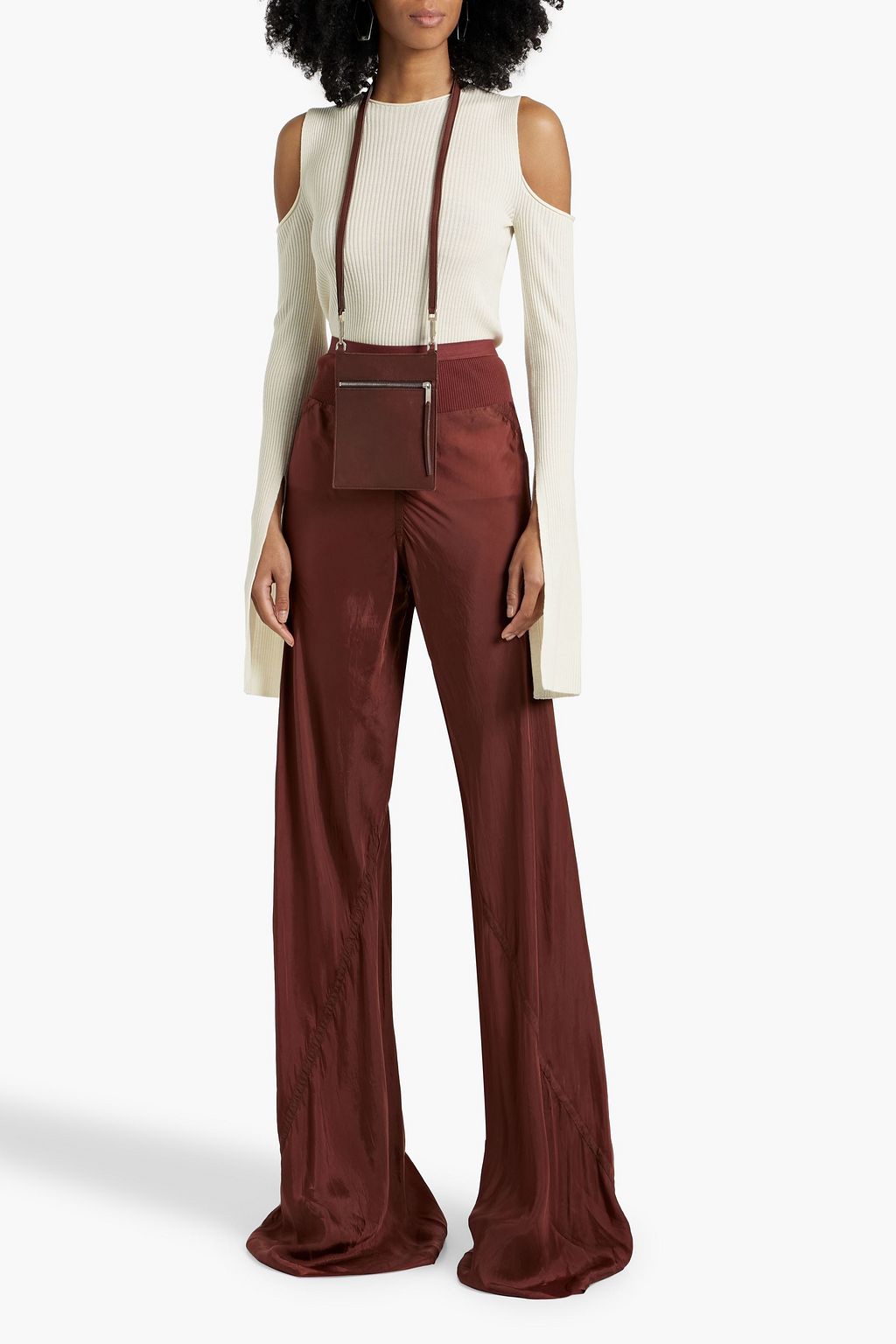 RICK OWENS Henna cold-shoulder ribbed wool top
