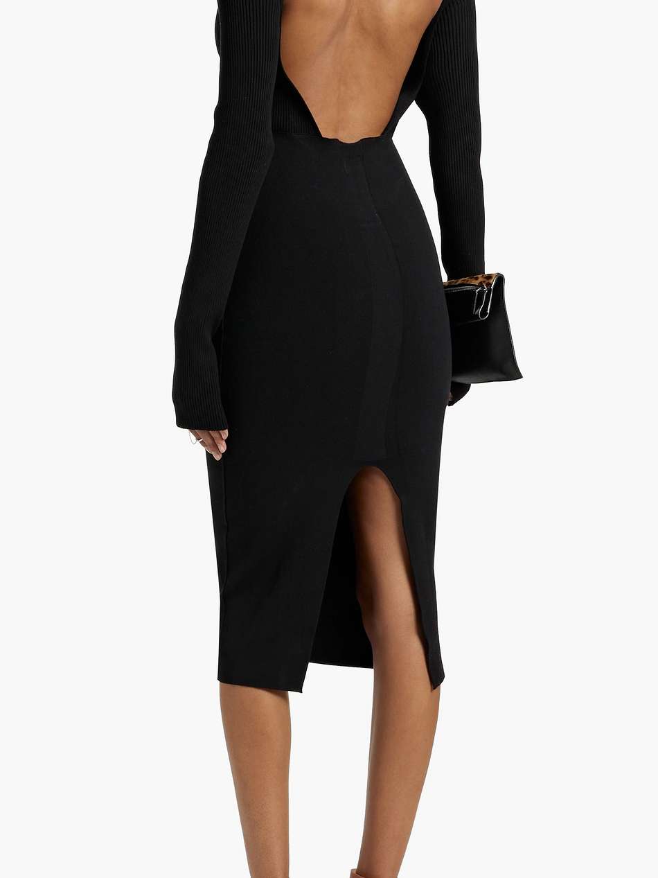 column cutout stretch-knit midi dress