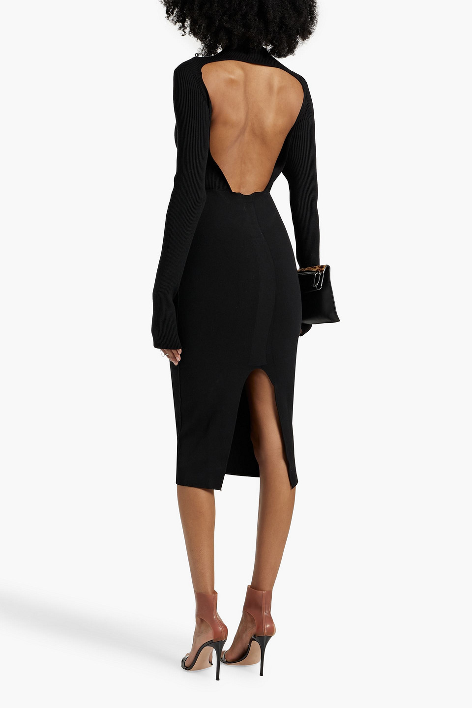 Rick Owens Column Knitted Midi Dress In Schwarz