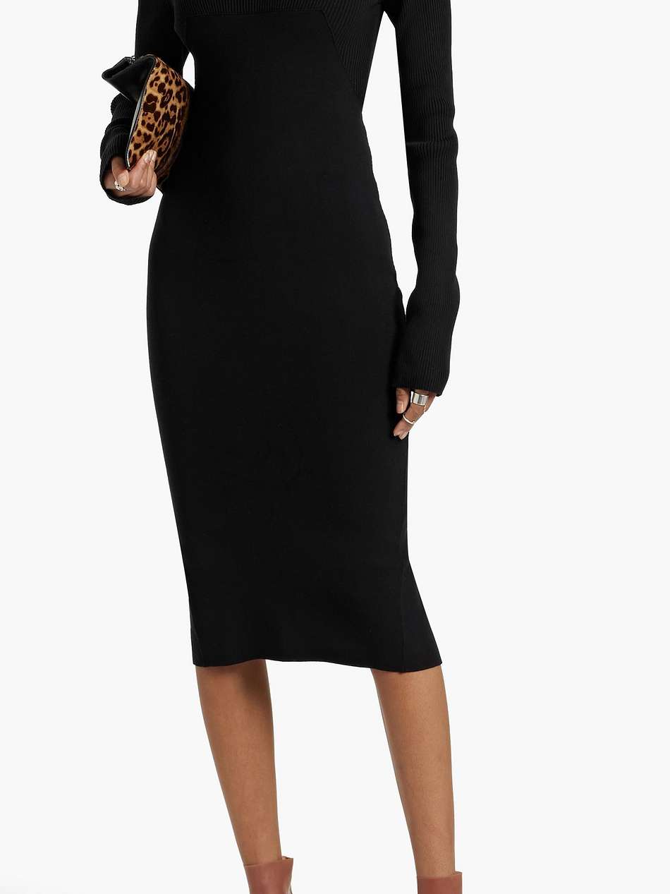 column cutout stretch-knit midi dress