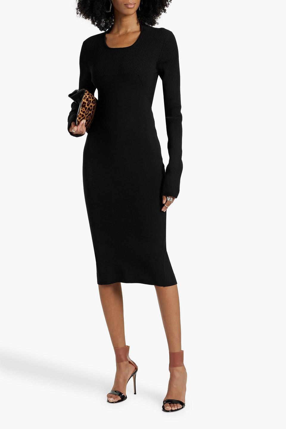 Rick Owens Column Knitted Midi Dress In Schwarz