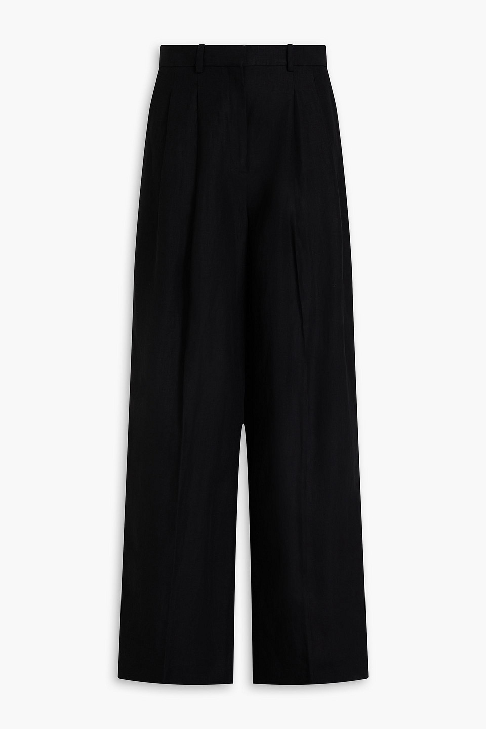 Theory Hose Mit Weitem Bein Aus Leinen Mit Falten In Schwarz