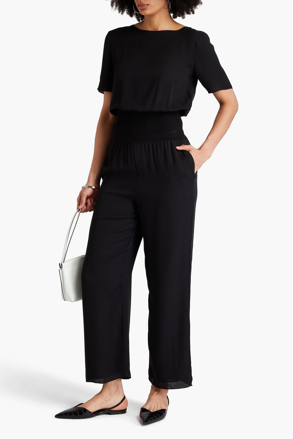 THEORY Silk-satin crepe straight-leg pants