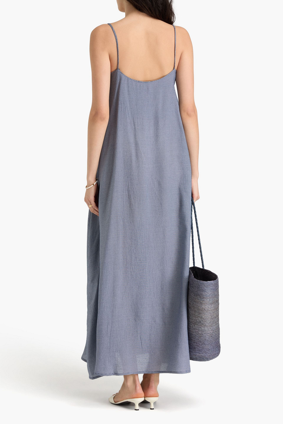 Totême Striped Woven Maxi Dress In Navy
