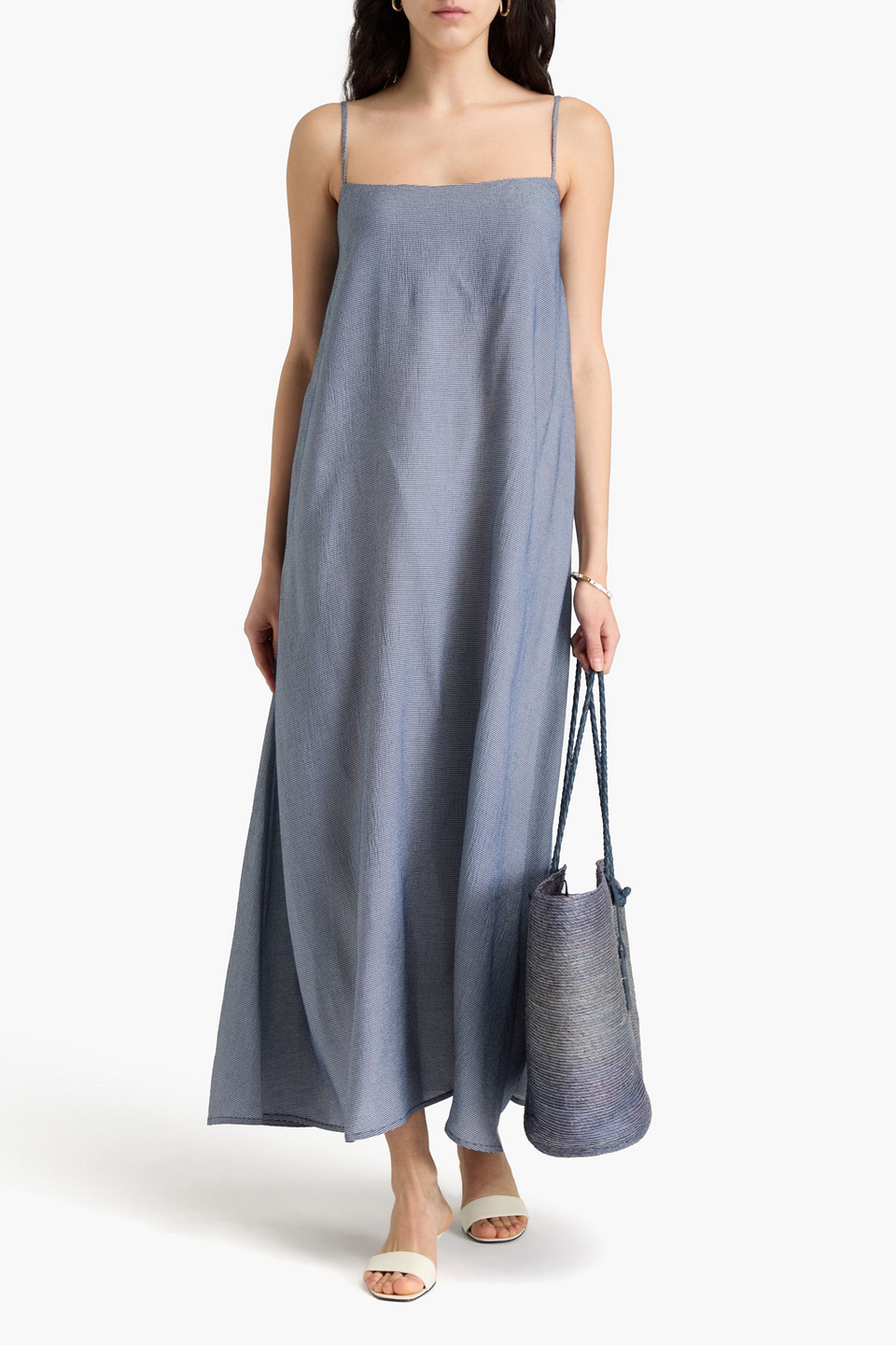 Totême Striped Woven Maxi Dress In Navy