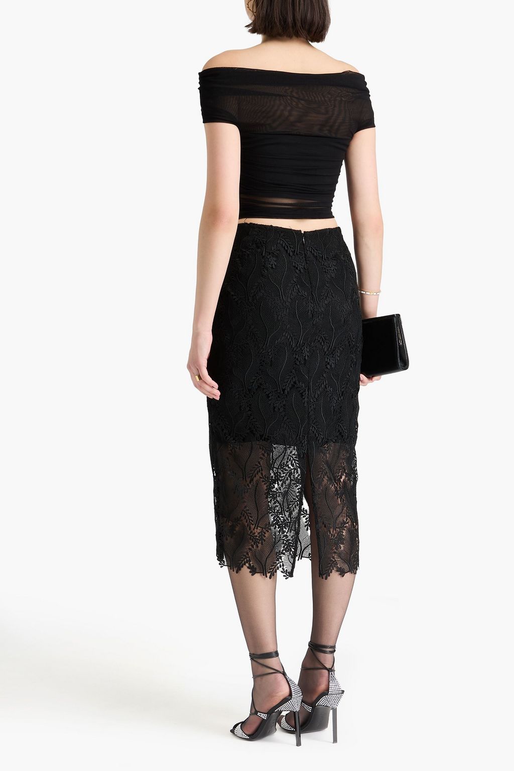 ALICE + OLIVIA Isadola cropped off-the-shoulder stretch-tulle top
