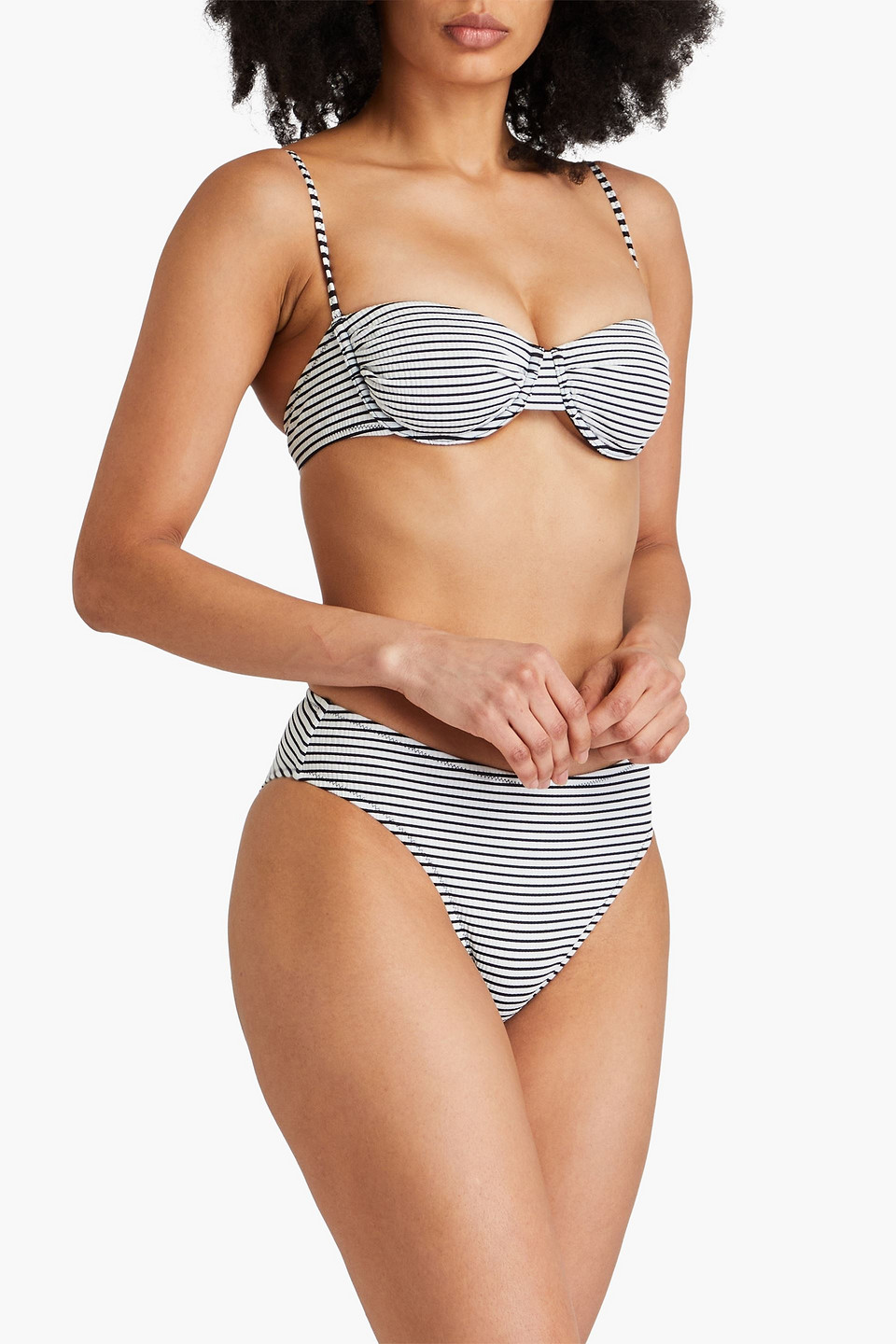  Solid & Striped - The Miranda Bikini-höschen Aus Seersucker Mit Streifen - Schwarz - Xs 