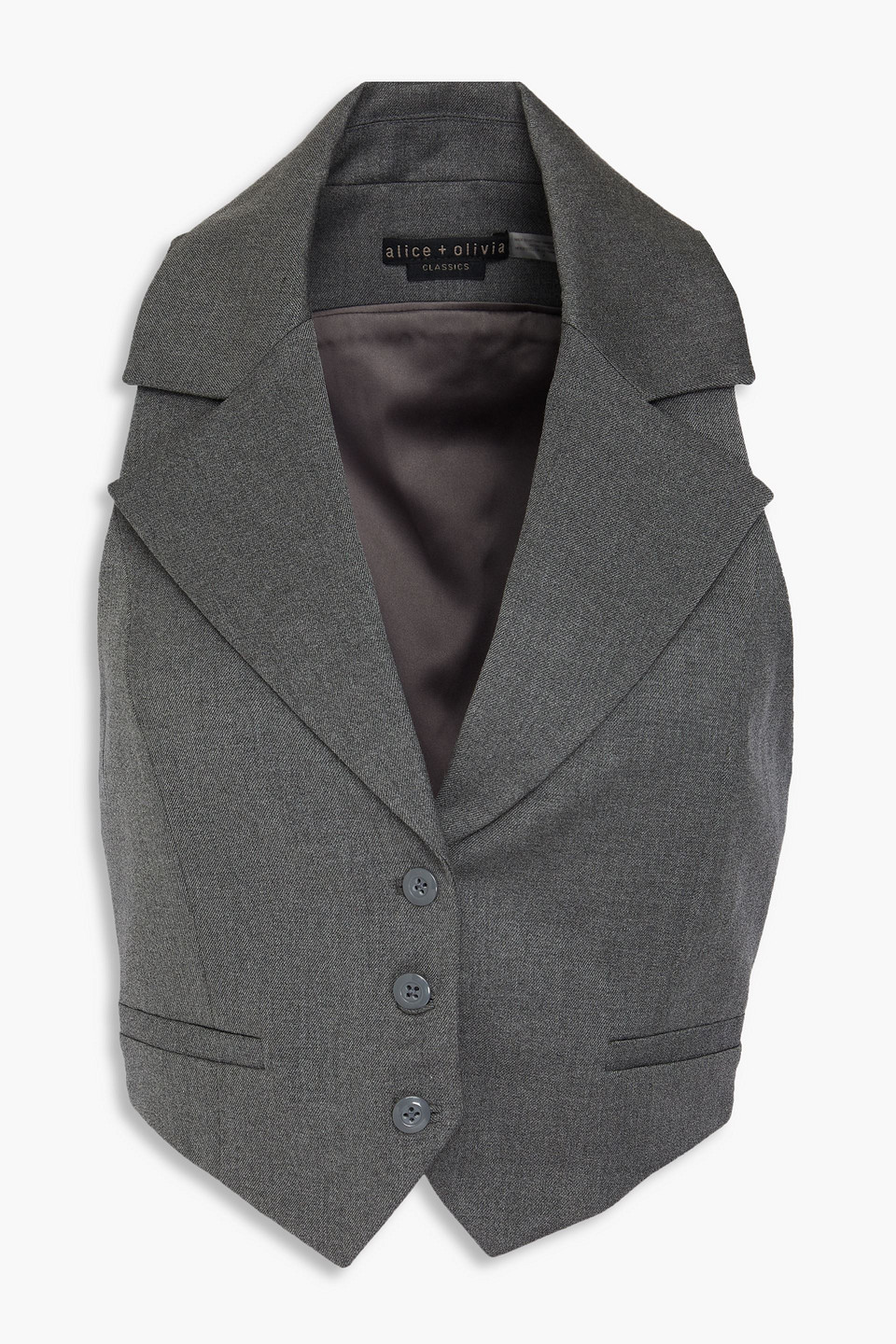 Alice And Olivia Donna Cropped Twill Vest In Gray