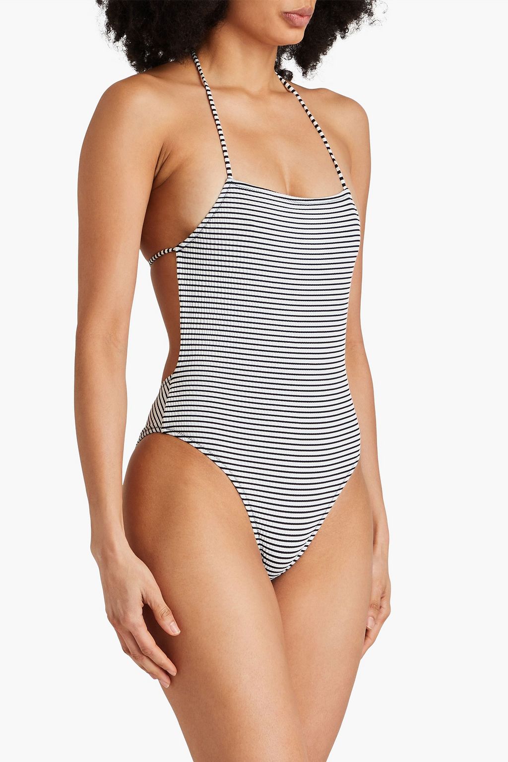 SOLID & STRIPED لباس سباحة "ذا ذاريا" من نسيج سيرساكر بتصميم مخطط