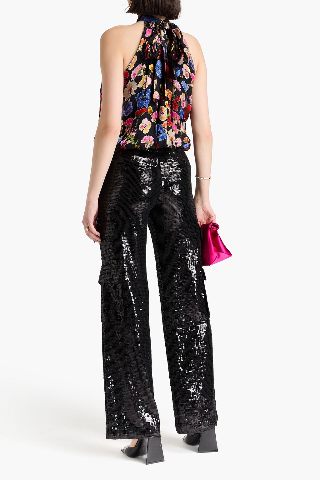 ALICE + OLIVIA フィルクーペシフォン トップス ギャザー入り フローラルプリント