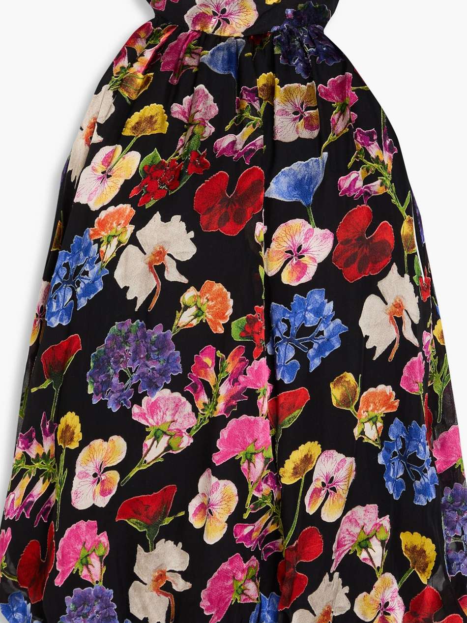maris gathered floral-print fil coupé chiffon top