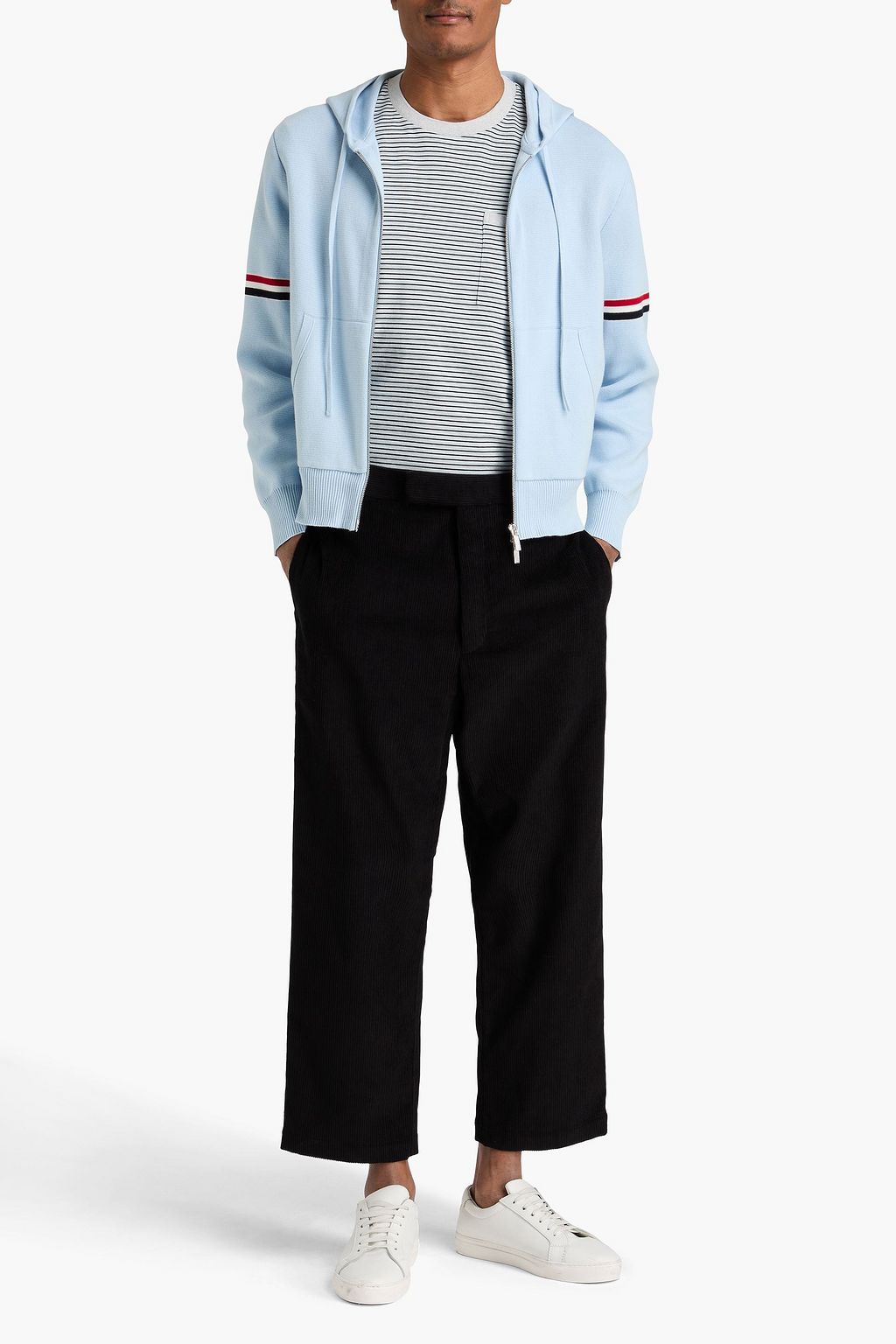 THOM BROWNE بنطال من قطن المخمل المضلّع