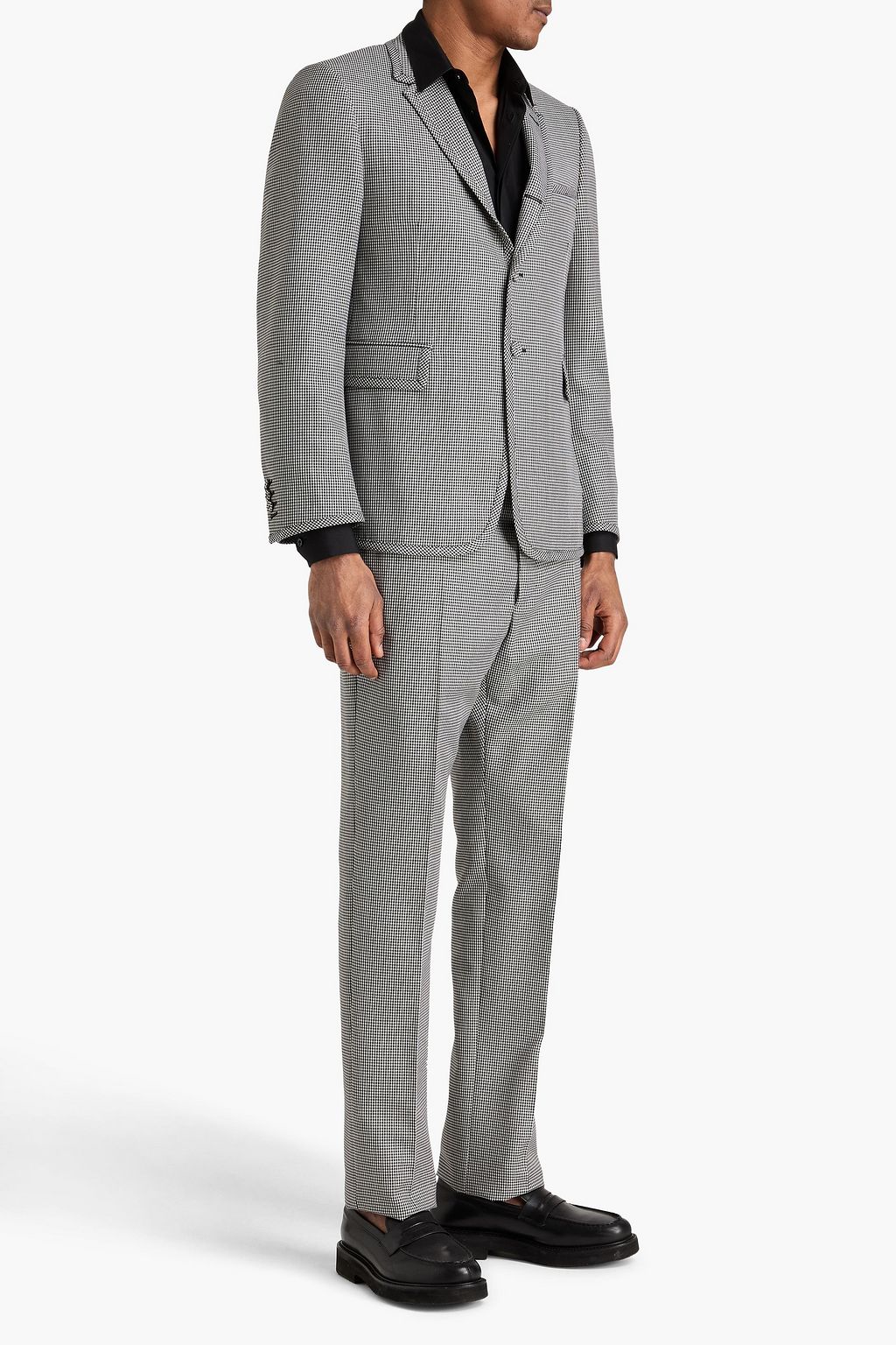 THOM BROWNE بليزر مصنوع من الصوف والتويد ومزين بنقشة هاوندز توث