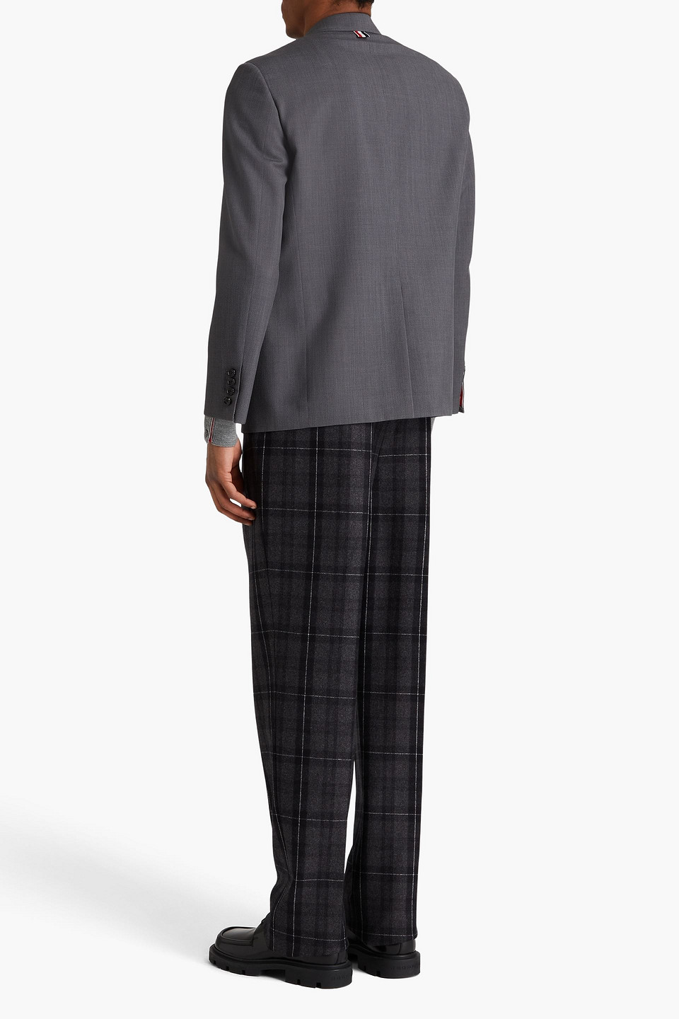 Shop Thom Browne Wool-piqué Blazer In Gray