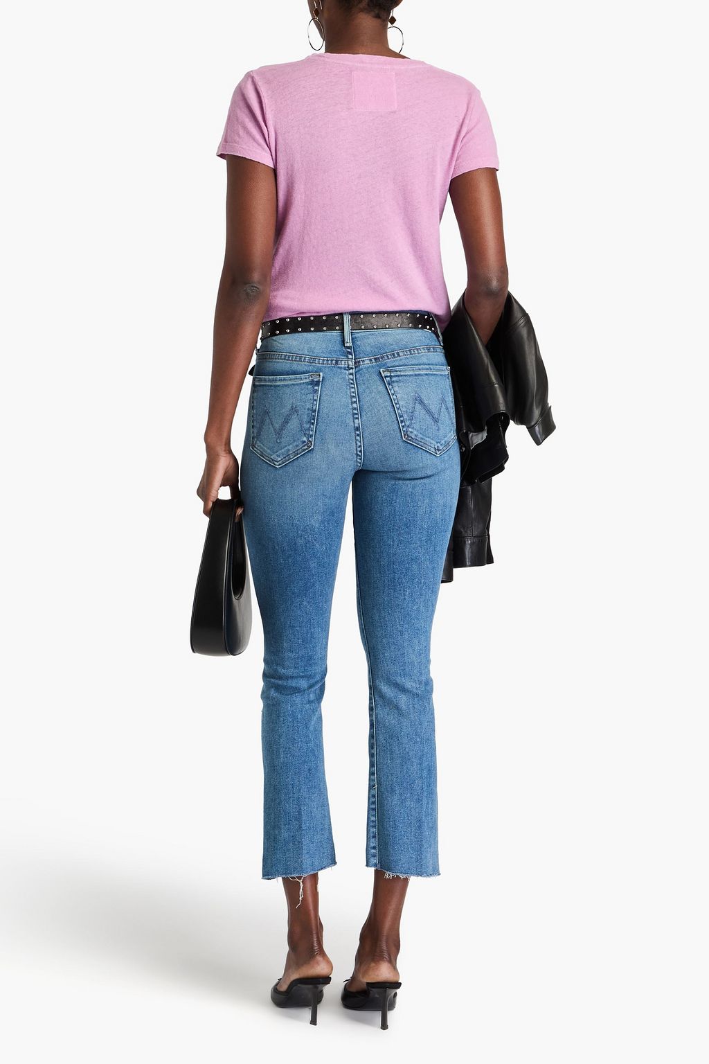 MOTHER The Insider cropped faded high-rise bootcut jeans