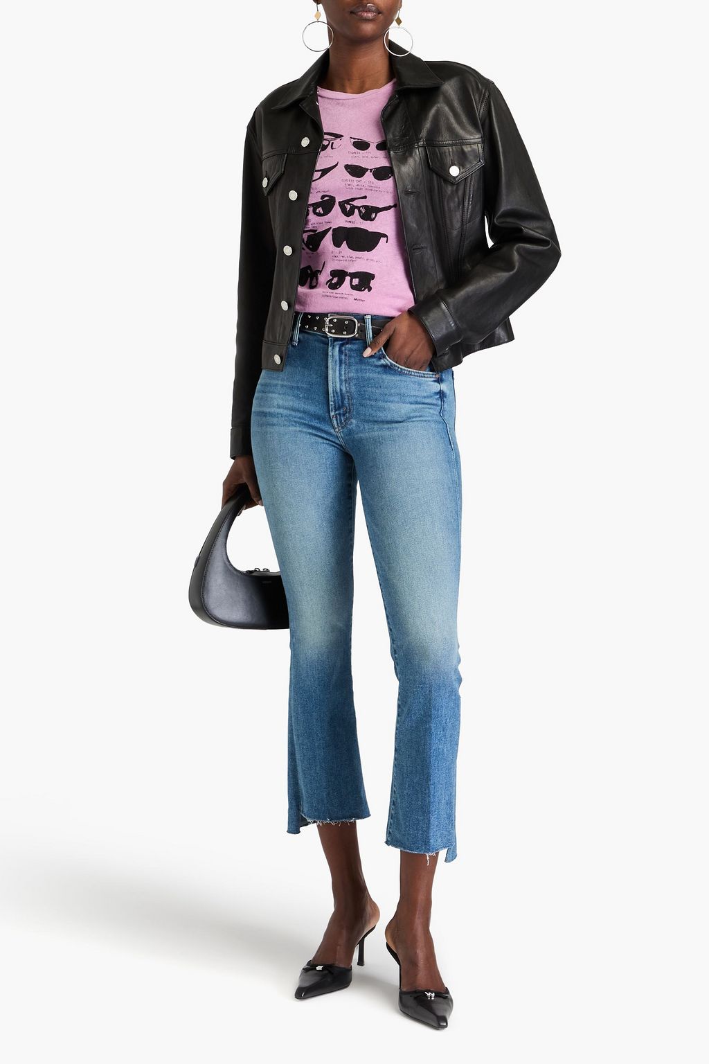 MOTHER The Insider cropped faded high-rise bootcut jeans