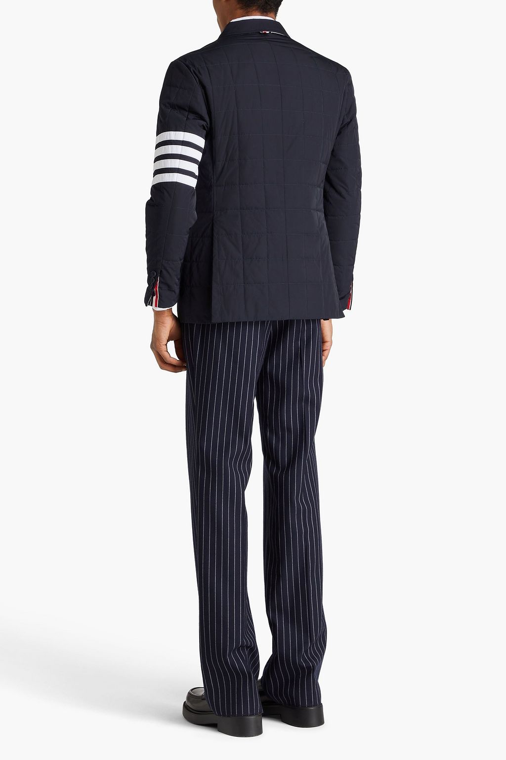 THOM BROWNE بليزر من قماش عازل بتصميم مخطّط ومبطّن