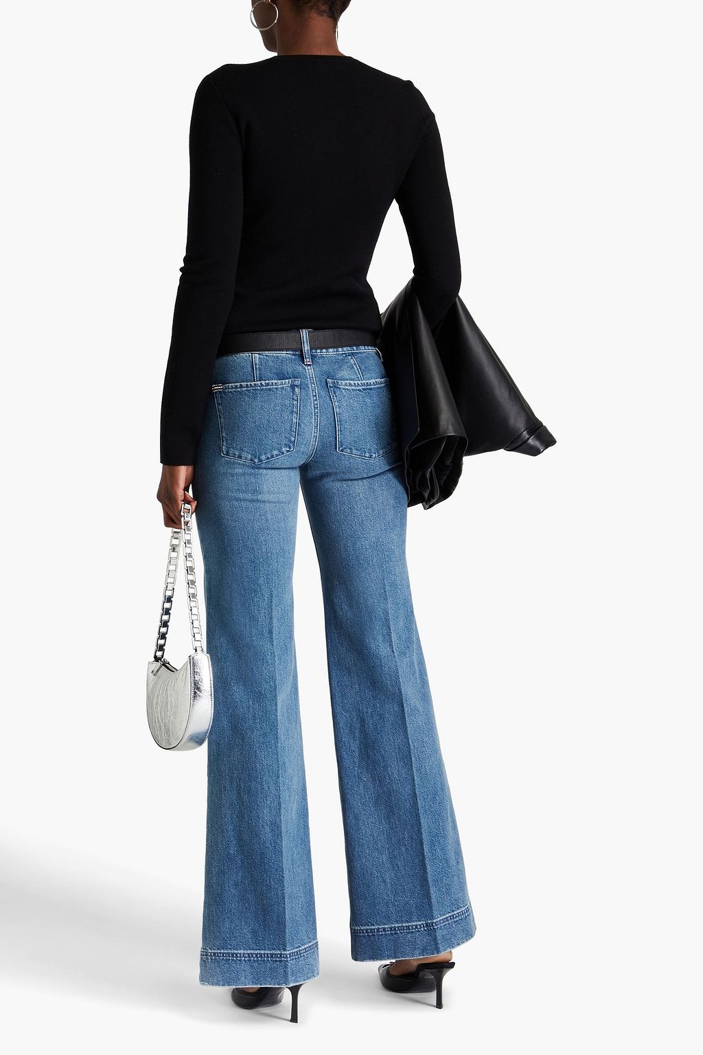 ALICE + OLIVIA JEANS جينز "براين" بأرجل واسعة وبخصر منخفض الارتفاع