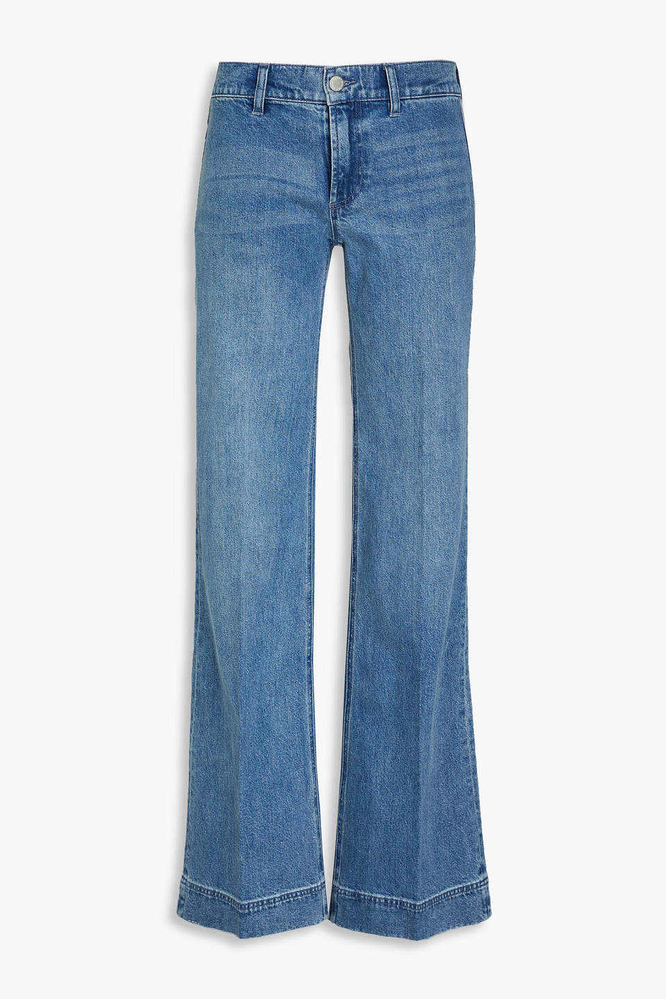 Alice And Olivia Brian Low-rise Wide-leg Jeans In Mid Denim
