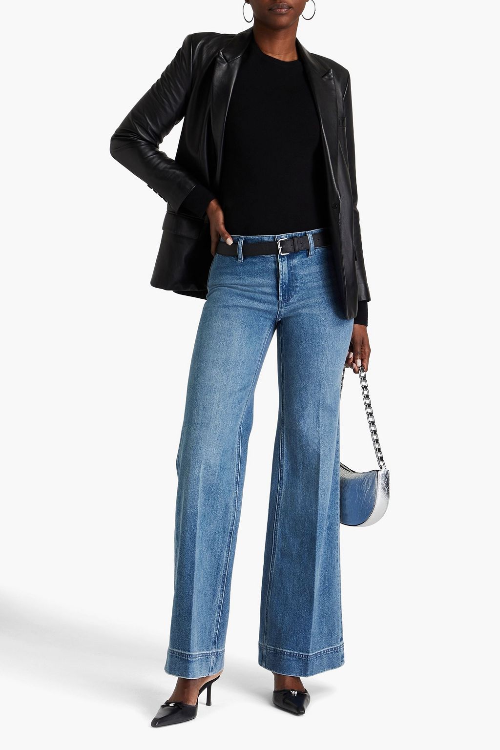 ALICE + OLIVIA JEANS جينز "براين" بأرجل واسعة وبخصر منخفض الارتفاع