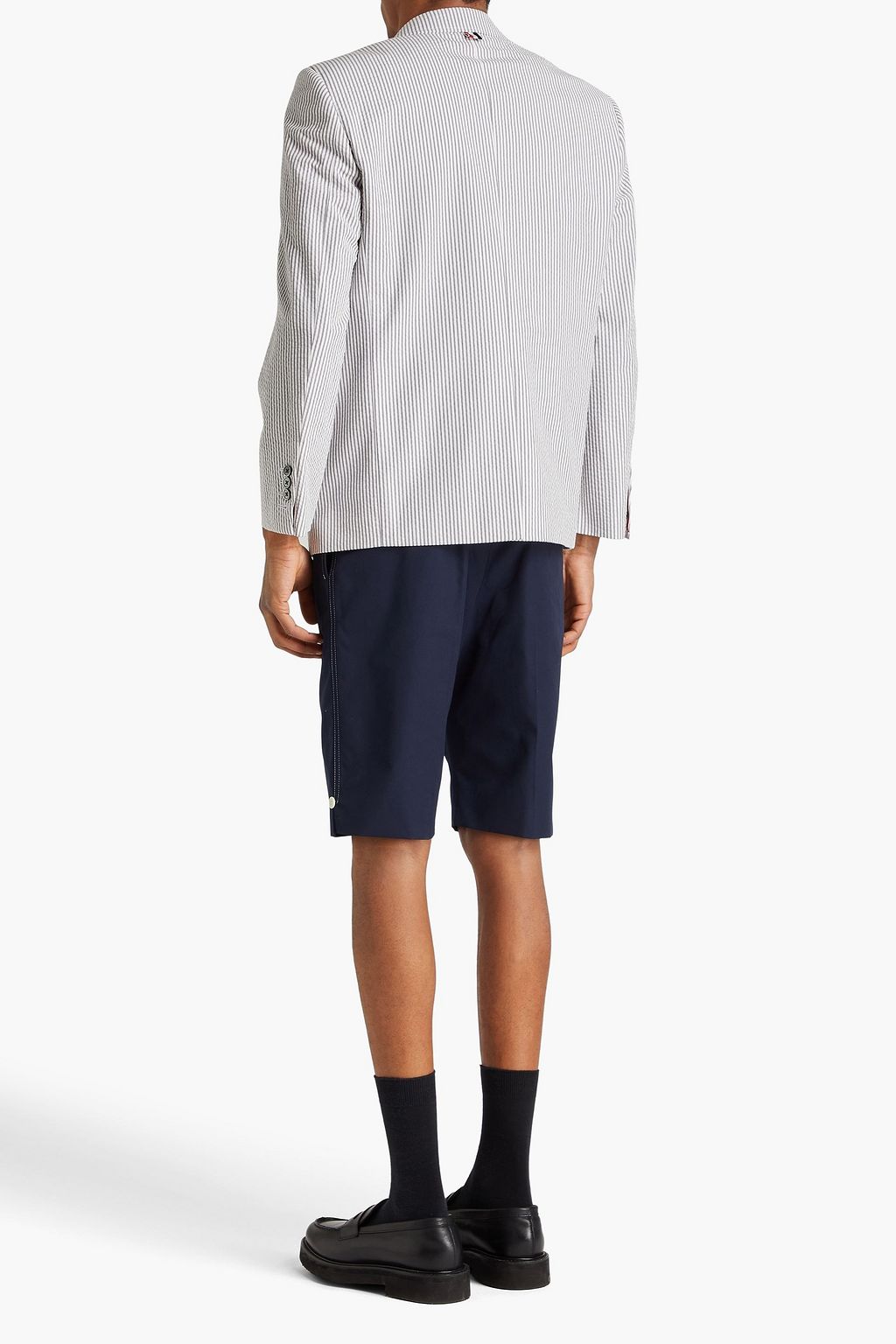 THOM BROWNE Striped cotton-seersucker blazer