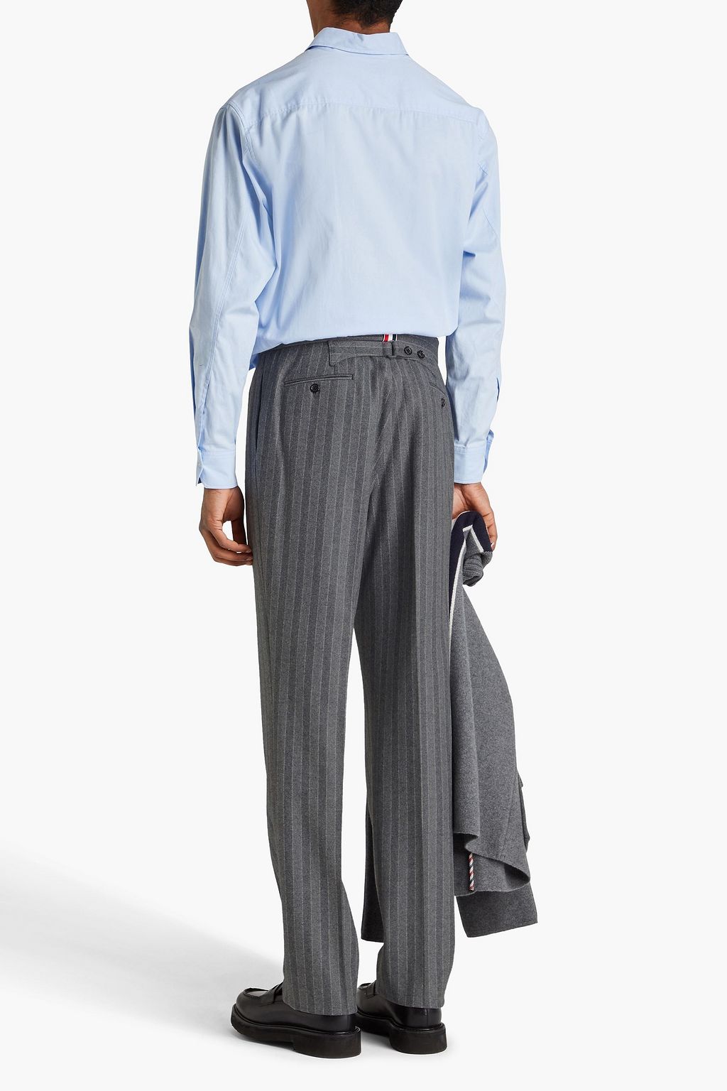 THOM BROWNE بنطال من صوف فلانيل مخطط