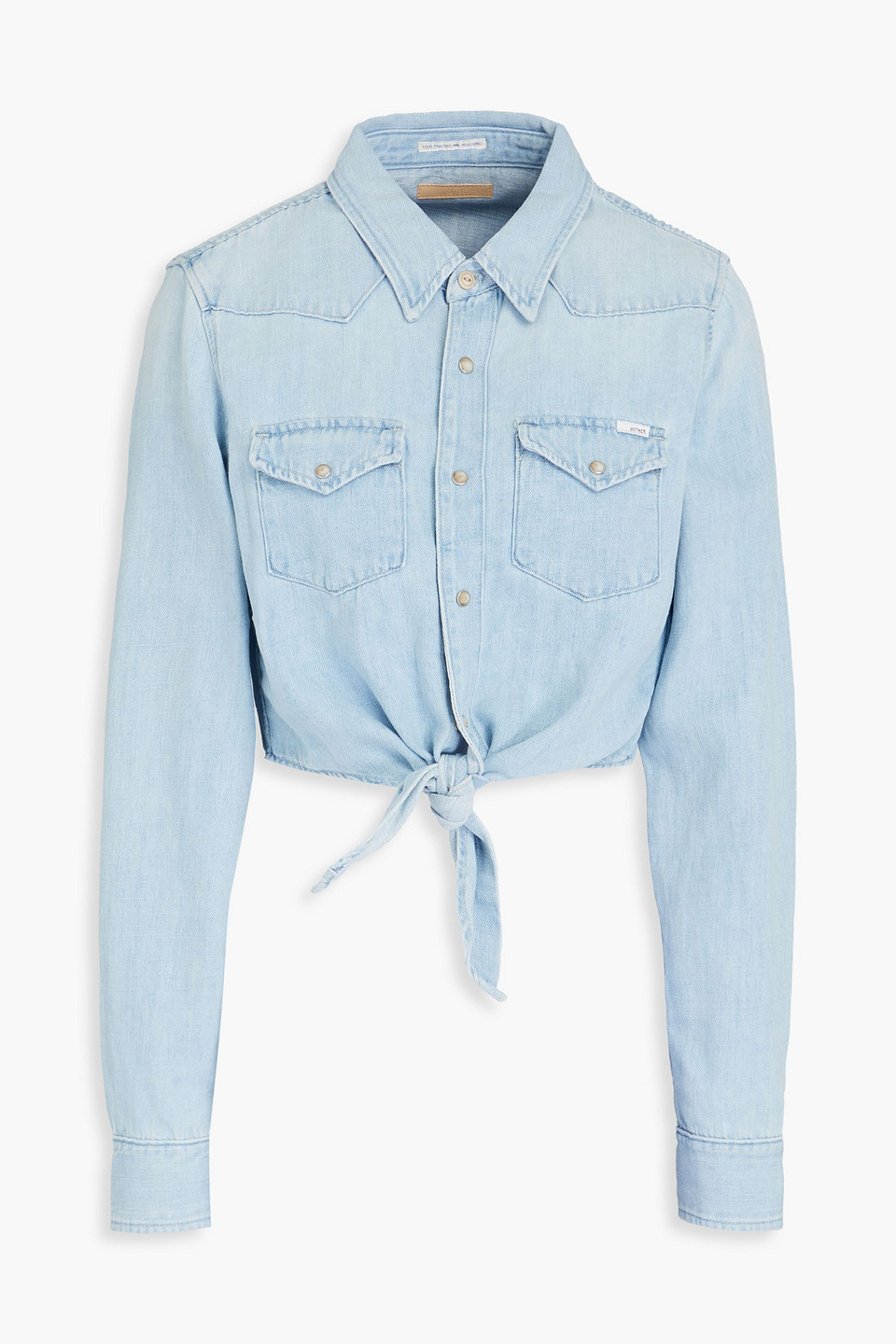 Mother The Knotted Exes Cropped Jeanshemd In Hellblauer Denim