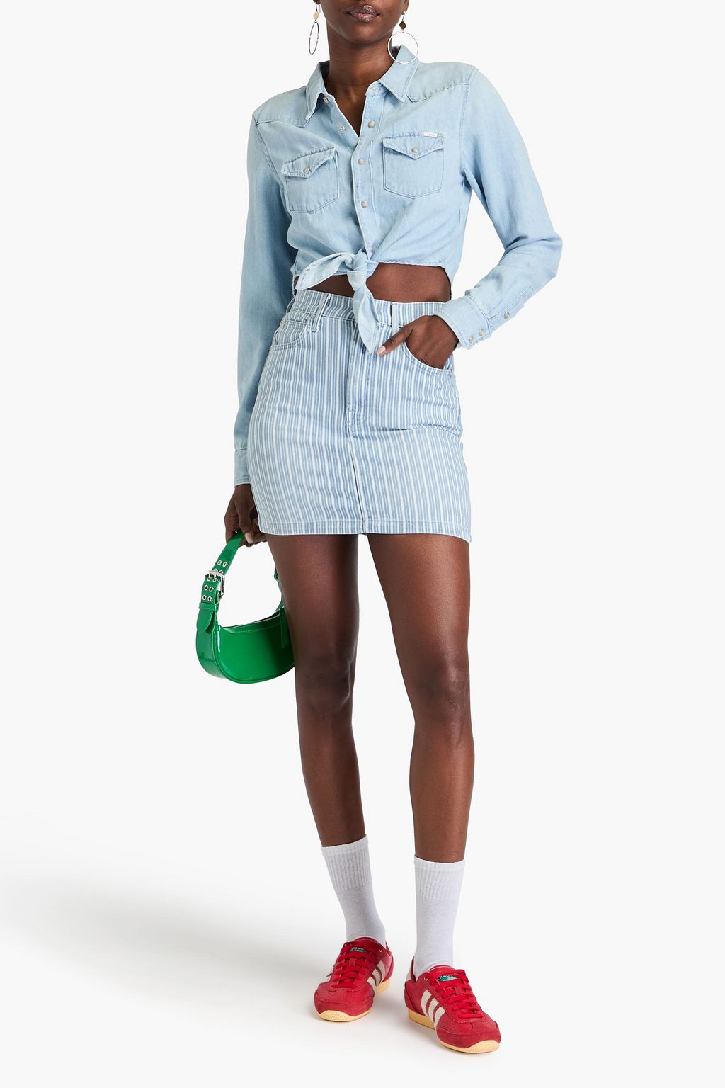 MOTHER The Knotted Exes cropped denim shirt