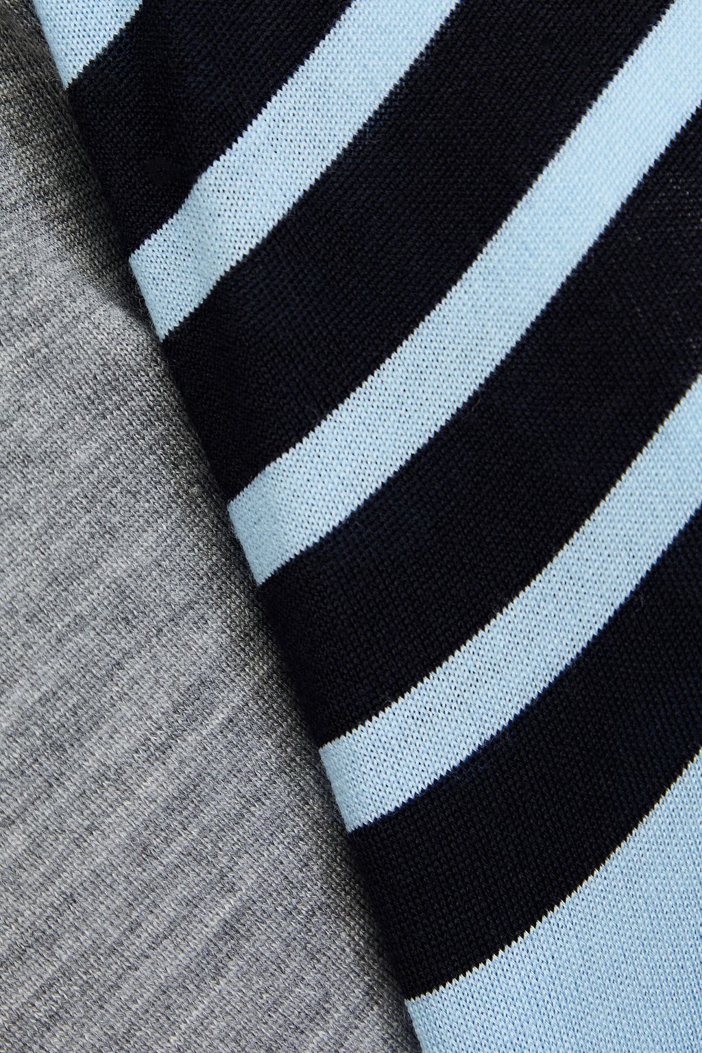 THOM BROWNE 스트라이프 컬러블록 울 스웨터