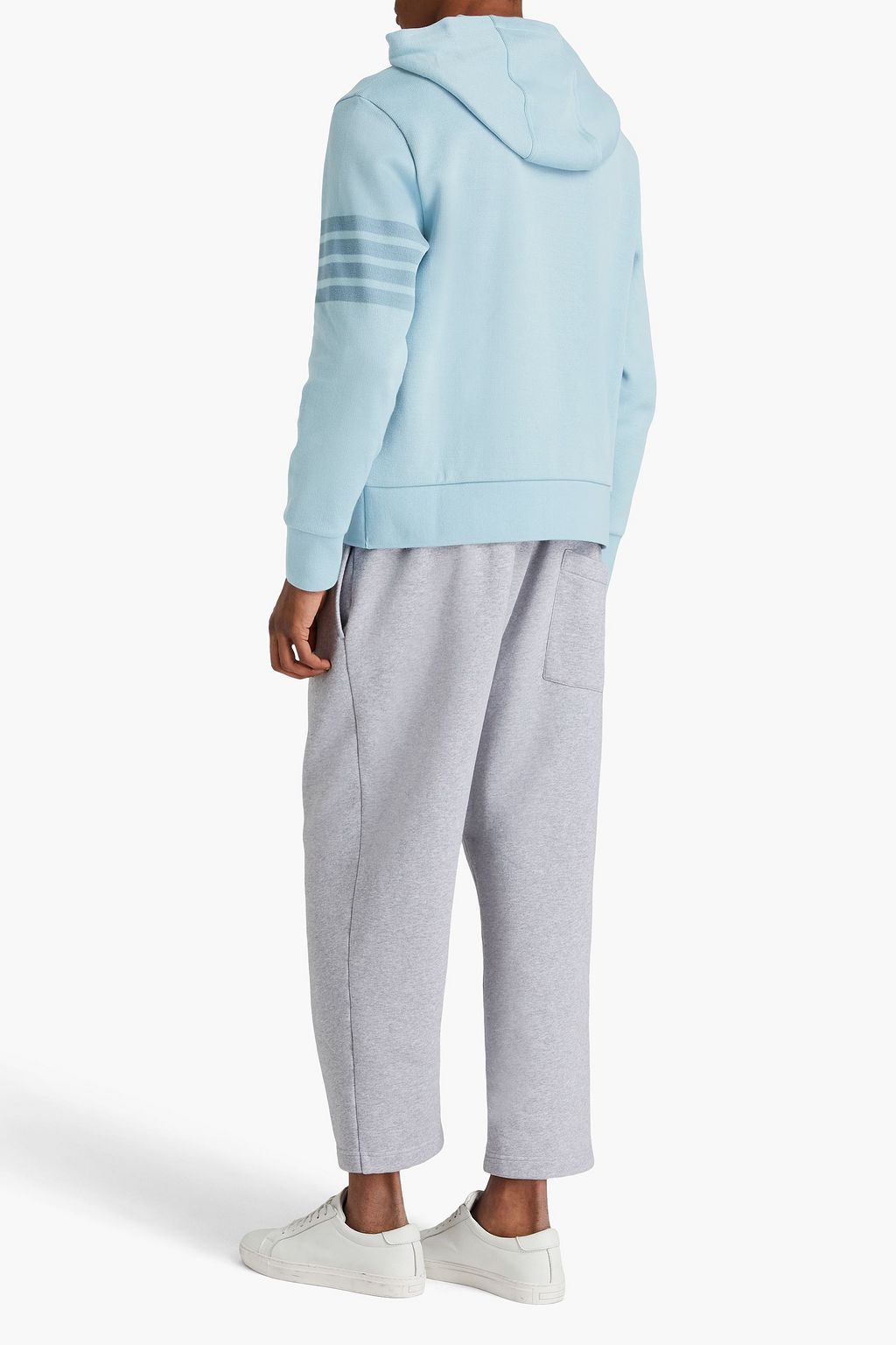 THOM BROWNE Striped French-cotton terry hoodie