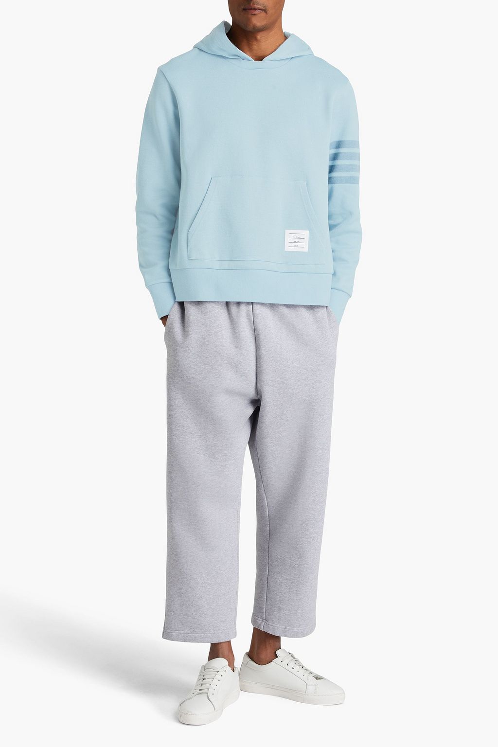 THOM BROWNE Striped French-cotton terry hoodie