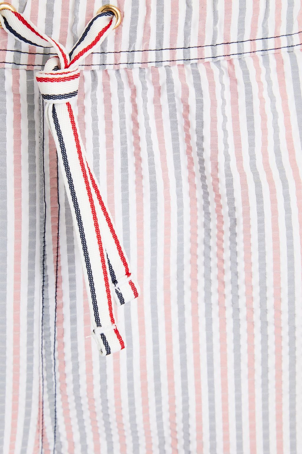 THOM BROWNE Striped seersucker swim shorts