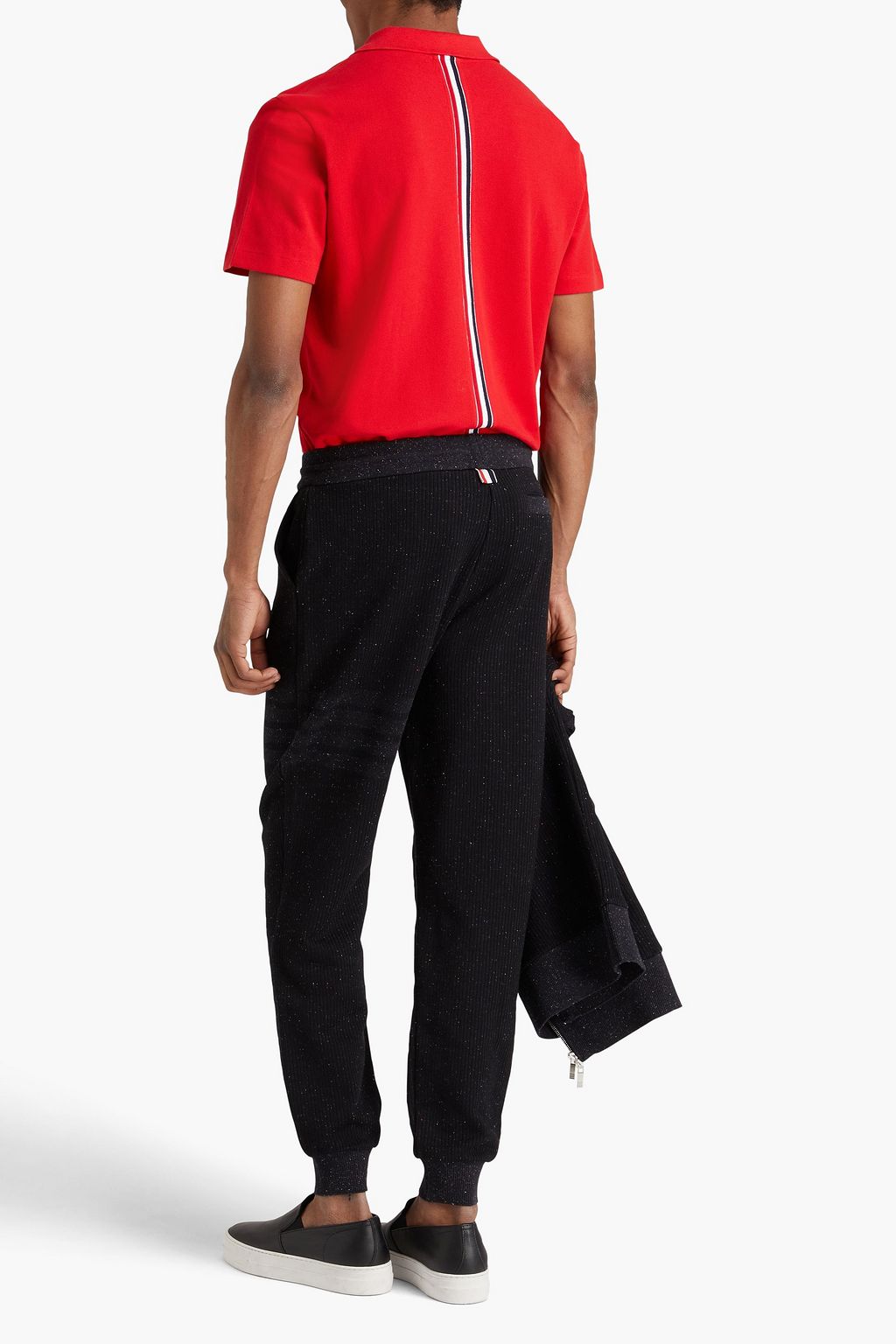 THOM BROWNE بنطال رياضي من مزيج الحرير والقطن بتصميم مضلّع ومخطط