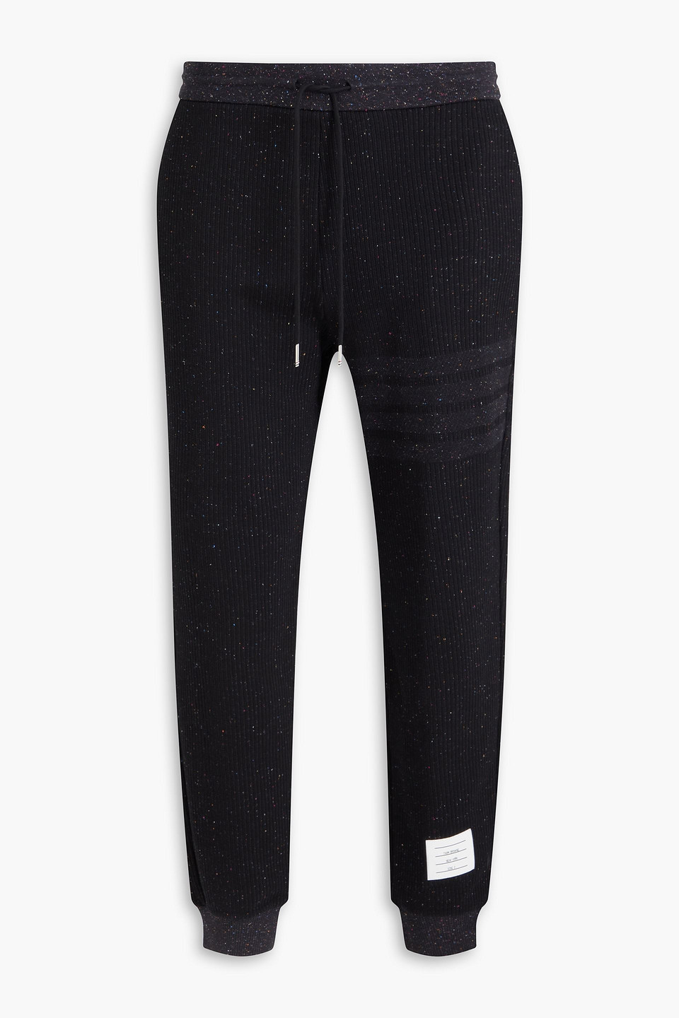 Thom Browne - Striped ribbed cotton and silk-blend sweatpants - Black - 4