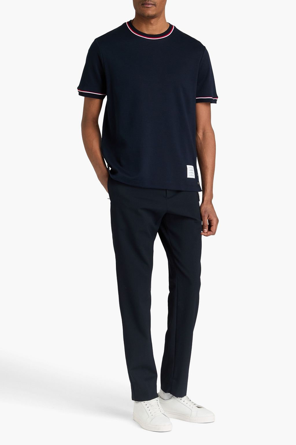 THOM BROWNE Striped cotton-jersey T-shirt