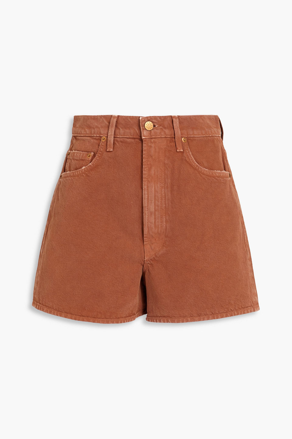Mother Savorty Denim Shorts In Tan