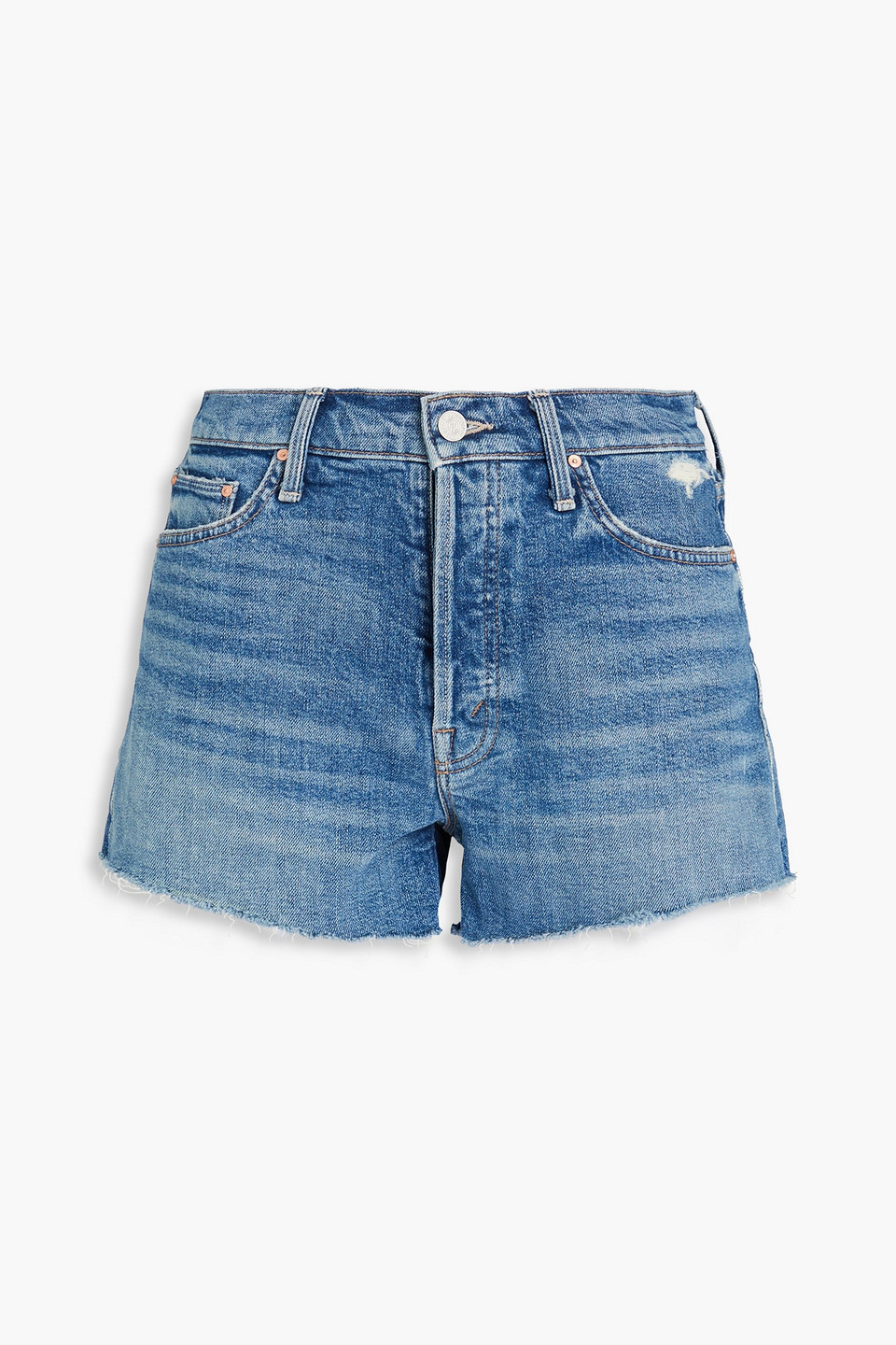 Mother The Tune Up Frayed Hem Cutoff Denim Shorts