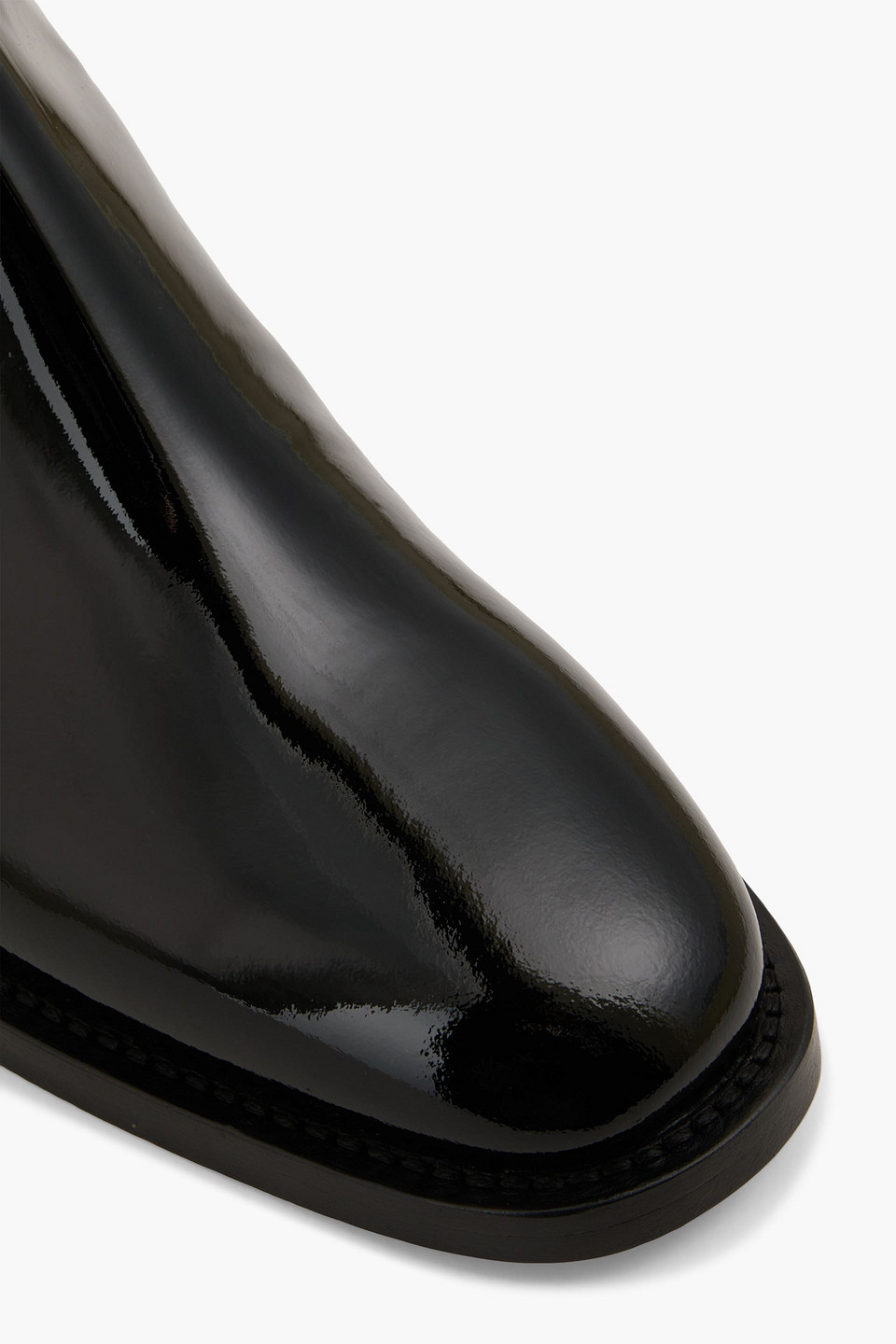 TOTÊME BUCKLED PATENT-LEATHER ANKLE BOOTS