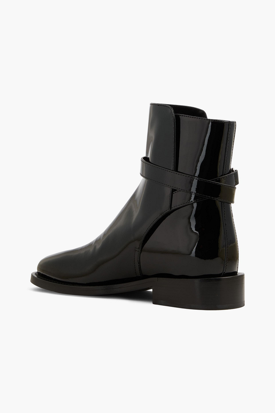 TOTÊME BUCKLED PATENT-LEATHER ANKLE BOOTS